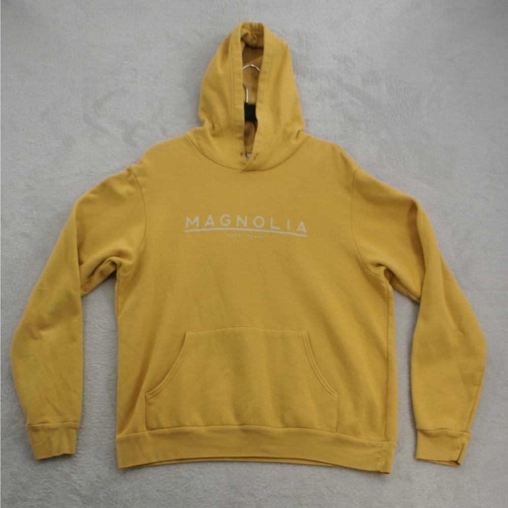 Magnolia Waco Texas Hoodie Mustard Yellow Bella Canvas Fleece Pullover Mens L